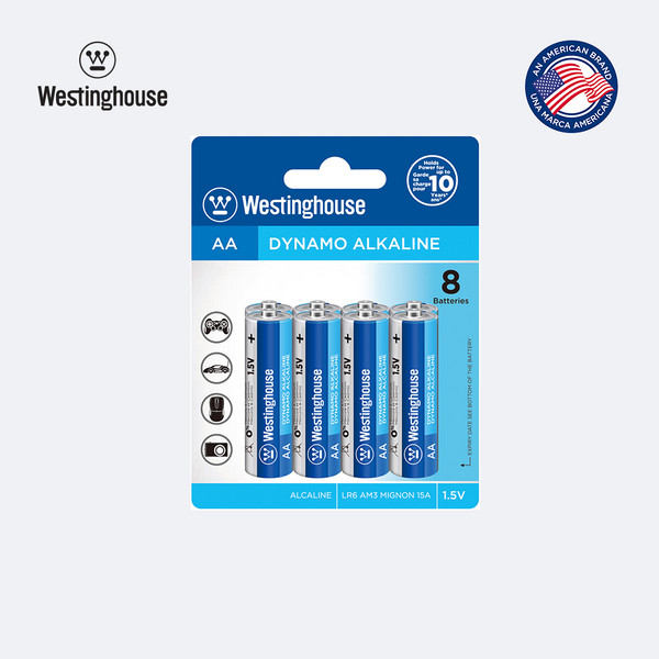 Westinghouse AA/AAA Batteries, Dynamo Alkaline 1.5V Pack of 8 Leak-Proof Premium Power for High-Drain Devices | Best for Game Controller, Remotes, Toys & Flashlights
