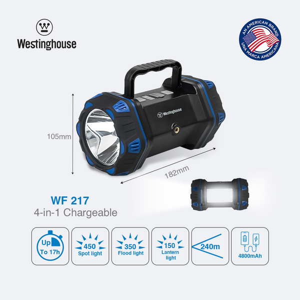Westinghouse WF217 is a rechargeable search light integrated with 3 lighting sources,