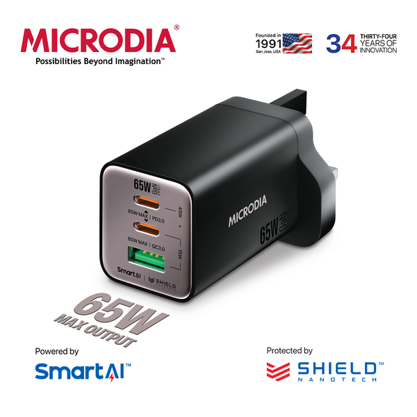 MICRODIA SMARTCube™ Nano 35W/ 65W GaN Pro Wall Charger.