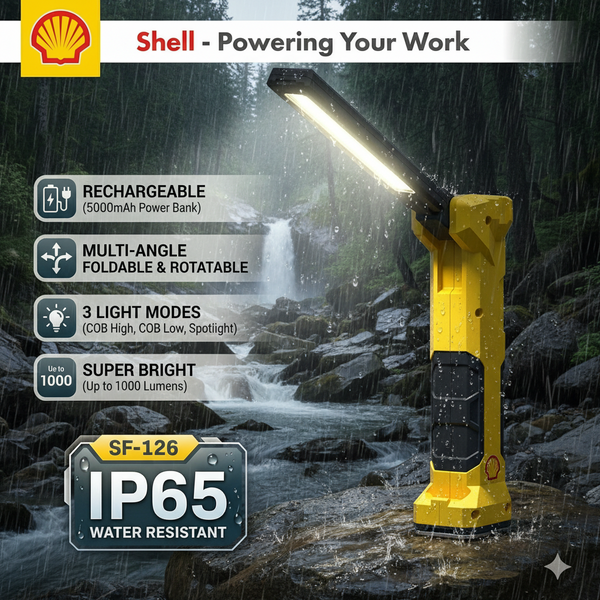 مصباح يدوي قابل لإعادة الشحن من Shell SF126 مع بنك طاقة 5000 مللي أمبير/ساعة