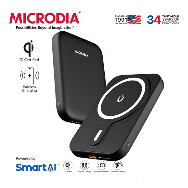 MICRODIA SNAPPower™ Anchor, Magnetic Wireless Power Bank, 10000mAh / 5000mAh