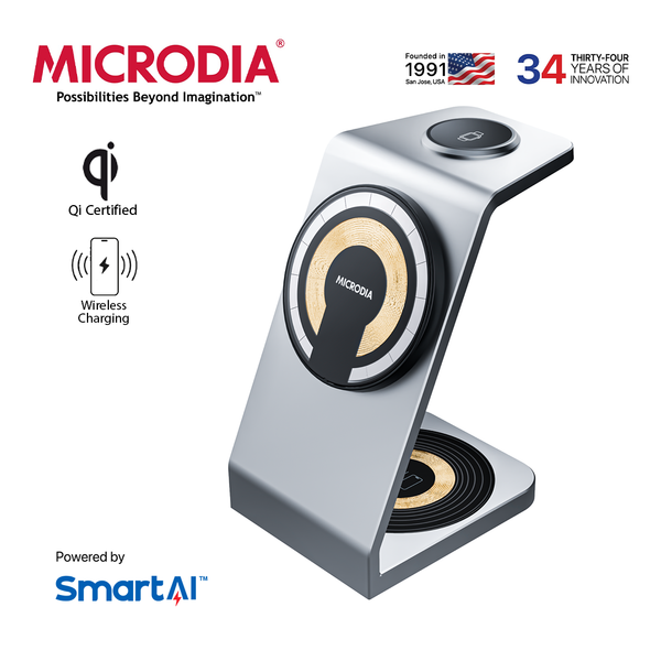 Microdia SNAPStation Aluminaire 23W 3-in-1 Magnetic Wireless Charging Station