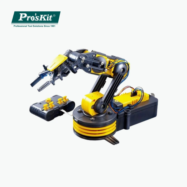 Pro’sKit GE-535N Wired Control Robot Arm – DIY STEM Mechanical Robotics Kit with 5-Axis Control, Rotating Base & Claw for Kids