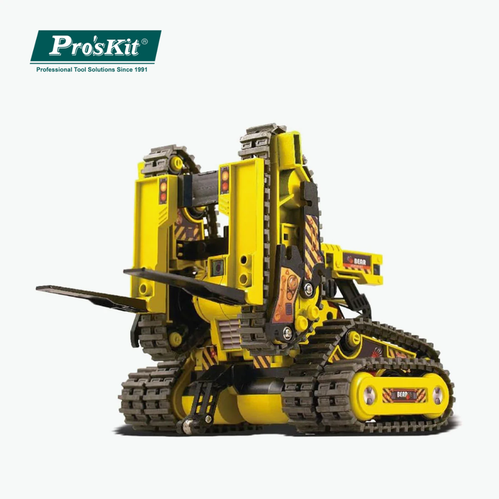 Pro’sKit GE-536N 3-in-1 All Terrain Robot Kit – DIY STEM Transforming Robot Toy for Kids (Tank, Stacker & Claw Car)