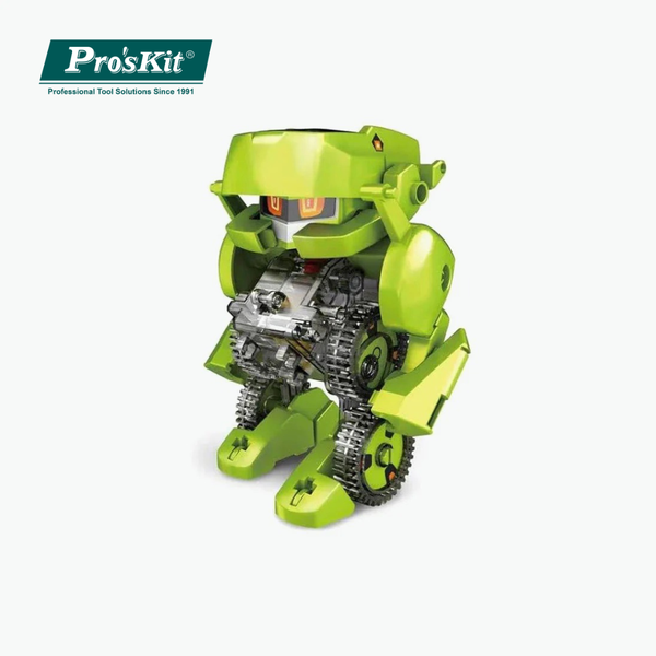 Pro’sKit GE-617 Transforming 4 Solar Robots – 4-in-1 DIY STEM Solar-Powered Robot Kit for Kids 8+ (T-Rex, Rhino Beetle, Drill Car & Robot)