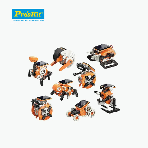 Pro’sKit GE-619 8-in-1 Solar Educational Robot Kit – DIY STEM Solar-Powered Robot Building Set for Kids 8–12 (Battery-Free)