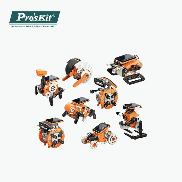 Pro’sKit GE-619 8-in-1 Solar Educational Robot Kit – DIY STEM Solar-Powered Robot Building Set for Kids 8–12 (Battery-Free)