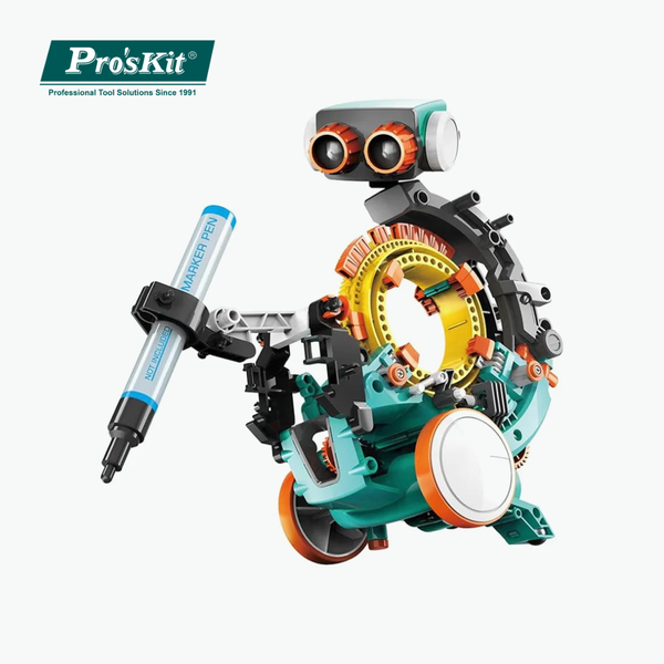 Pro’sKit GE-895 5-in-1 Mechanical Coding Robot – DIY STEM Gear Programming Robot Kit for Kids (200+ Parts, No Computer Needed)