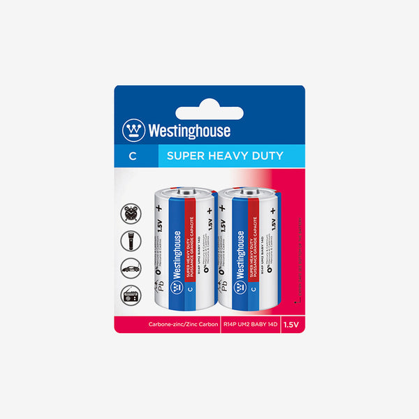 Westinghouse Zinc Heavy Duty 1.5V C Battery x2