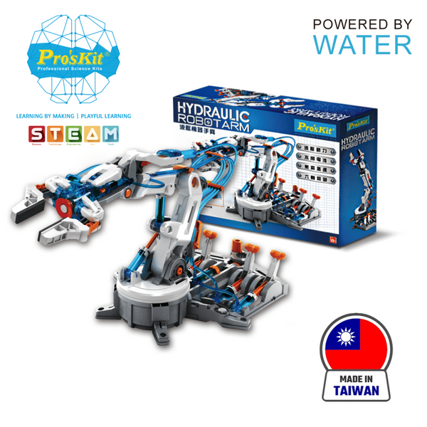 Pro’sKit GE-632 Hydraulic Robot Arm Kit – DIY STEM Water-Powered Robotic Arm with 6-Axis Control (229 Pieces, No Batteries)