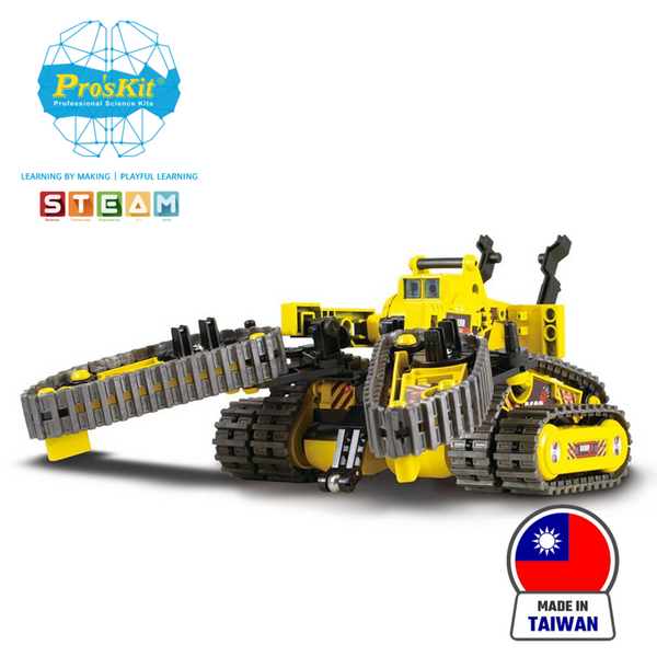 Pro’sKit GE-536N 3-in-1 All Terrain Robot Kit – DIY STEM Transforming Robot Toy for Kids (Tank, Stacker & Claw Car)