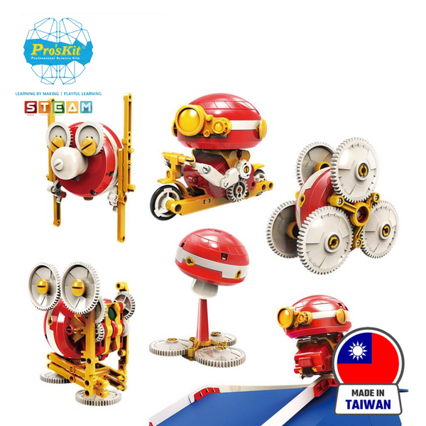 Pro’sKit GE-635 6-in-1 Gyroscope Science Kit – DIY STEM Physics Toy to Build 6 Gyro Robots for Kids 8+ (43 Pieces)