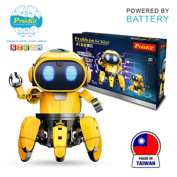 Pro’sKit GE-893 Probbie The Robot – DIY 6-Leg Smart IR Sensor STEM Robot Kit with 360° Rotation for Kids 8+