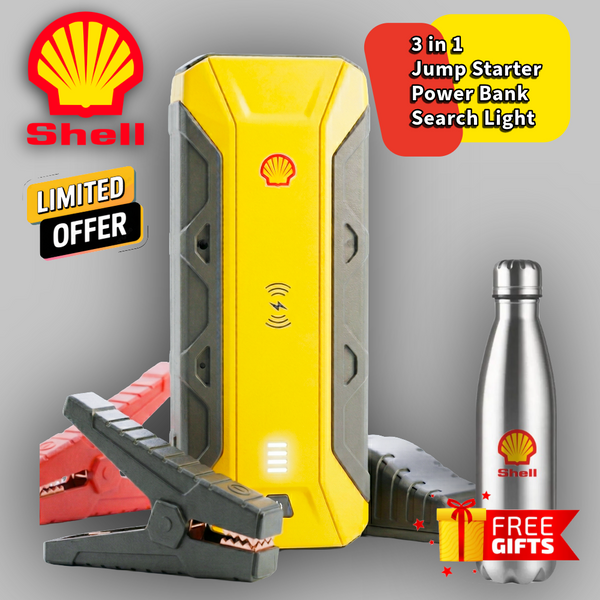 جهاز Shell SH916WC Jump Starter مع شاحن لاسلكي وبنك طاقة محمول بقوة 16000 مللي أمبير في الساعة
