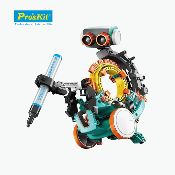 Pro’sKit GE-895 5-in-1 Mechanical Coding Robot – DIY STEM Gear Programming Robot Kit for Kids (200+ Parts, No Computer Needed)