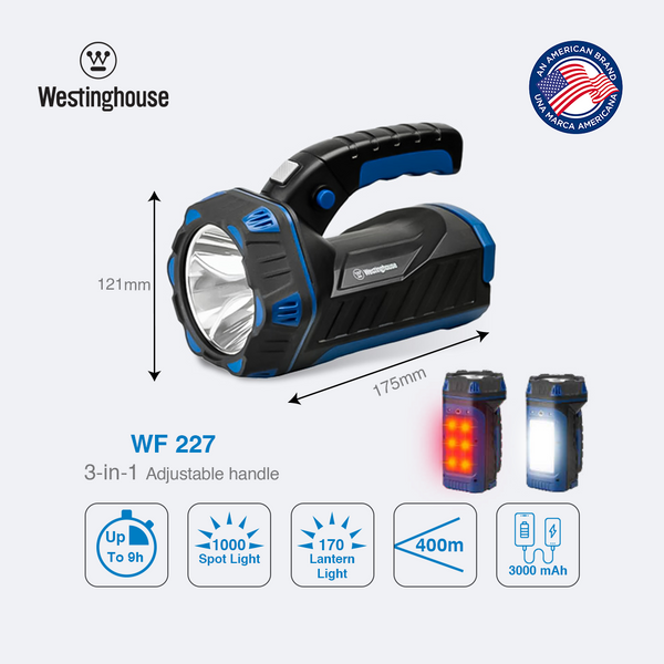 Westinghouse WF227 Rechargeable Search Light is integrated with powerful lighting sources, designed with 7 lighting