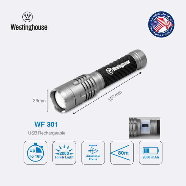 Westinghouse WF301  Rechargeable Flashlight with extremely high brightness — 2000 lumens